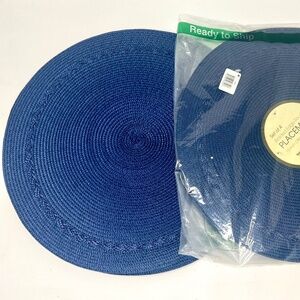 Navy Blue Braided Edge Round Placemats Set of 8